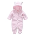 thumbnail image 1 of Adarl Winter Warm Newborn Baby Boy Girl Fleece Jumpsuit Hooded Romper Coat Outwear Pink 9-12 Months, 1 of 10