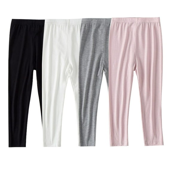 Adarluvy 4 Pack Toddler Girls Cotton Leggings Pants Full Length Basic Leggings Stretchy Footless Tight Pants
