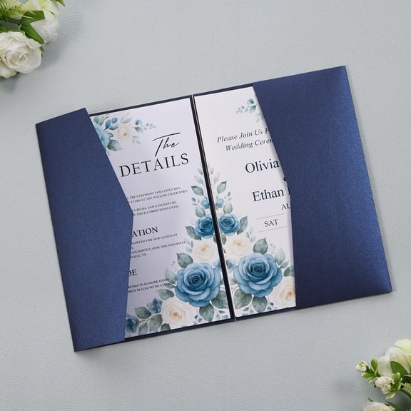 AdasBridal 25PCS Navy Blue Wedding Invitation with Blank Invitation Cards Envelopes for Wedding Bridal Baby Shower Quinceaera Business Event Birthday Party Invites Y101
