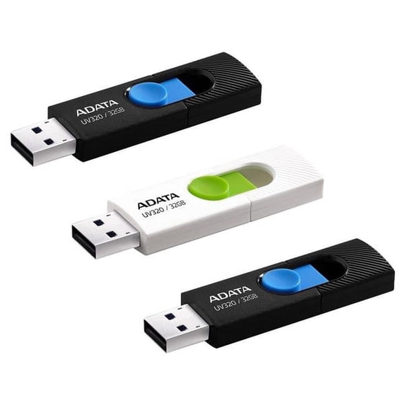Adata AUV320-32G-3BWB UV320 96GB USB Flash Drive - Pack of 3