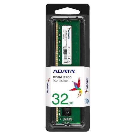 ADATA Premier 32GB DDR4 3200MHz Desktop RAM, UDIMM, PC4-25600, CL22, 1.2V, Non-ECC Unbuffered, 288-Pin Memory Module, AD4U320032G22-SGN