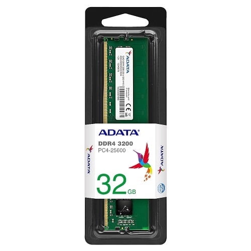 ADATA Premier 32GB DDR4 3200MHz Desktop RAM, UDIMM, PC4-25600, CL22, 1.2V, Non-ECC Unbuffered, 288-Pin Memory Module, AD4U320032G22-SGN