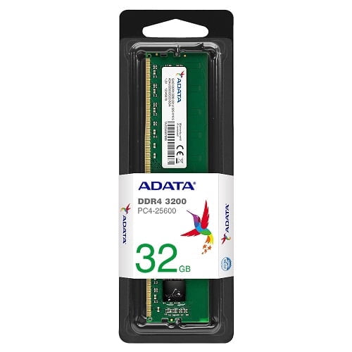 ADATA 32GB DDR4 3200MHz Desktop RAM Memory, UDIMM PC4-25600, CL22, Non-ECC Unbuffered, 288-Pin Desktop Memory Module, High Speed Computer RAM, AD4U320032G22-SGN