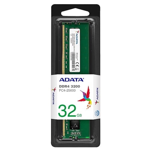ADATA 32GB DDR4 3200MHz Desktop RAM Memory, UDIMM PC4-25600, CL22, Non-ECC Unbuffered, 288-Pin Desktop Memory Module, High Speed Computer RAM, AD4U320032G22-SGN