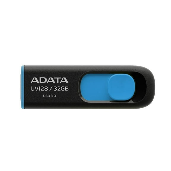 ADATA UV128 32GB USB 3.0 Retractable Capless Flash Drive, Blue (AUV128-32G-RBE)