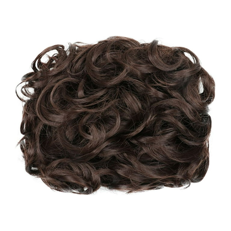 Adbnpza Half Wigs for Brown Women Human Hair Wig Bundles Mega Large Thick Curly Chignon Messy Bun Updo Clip in Hair Extensions As Real Glueless Closure Wefted Wigs Walmart