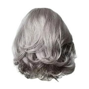 Adbnpza Half Wigs for Grey Women Human Hair Wig Bundles A Woman'S Short Hair Has A Silver Gray Synthetic Top Middle Wig with Grey Edges Glueless Closure Wefted Wigs