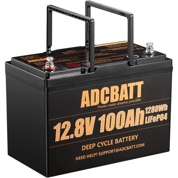 Adcbatt 12V 100Ah LiFePO4 Battery with Low Temperature Cut-off for Marine,RV,Trolling Motor, Backup