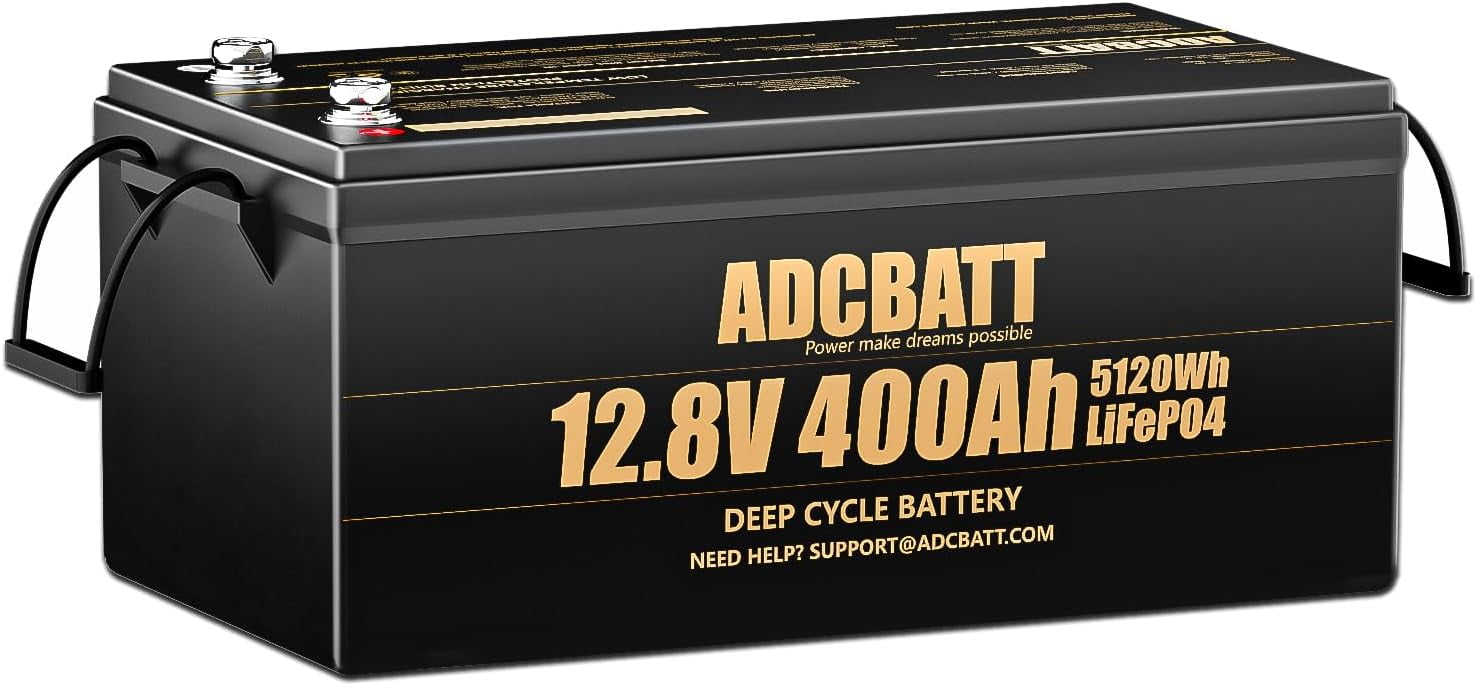 Adcbatt 12V 400Ah Lithium LiFePO4 Battery with Low Temp Charge Cut-off for RV, Backup, Solar