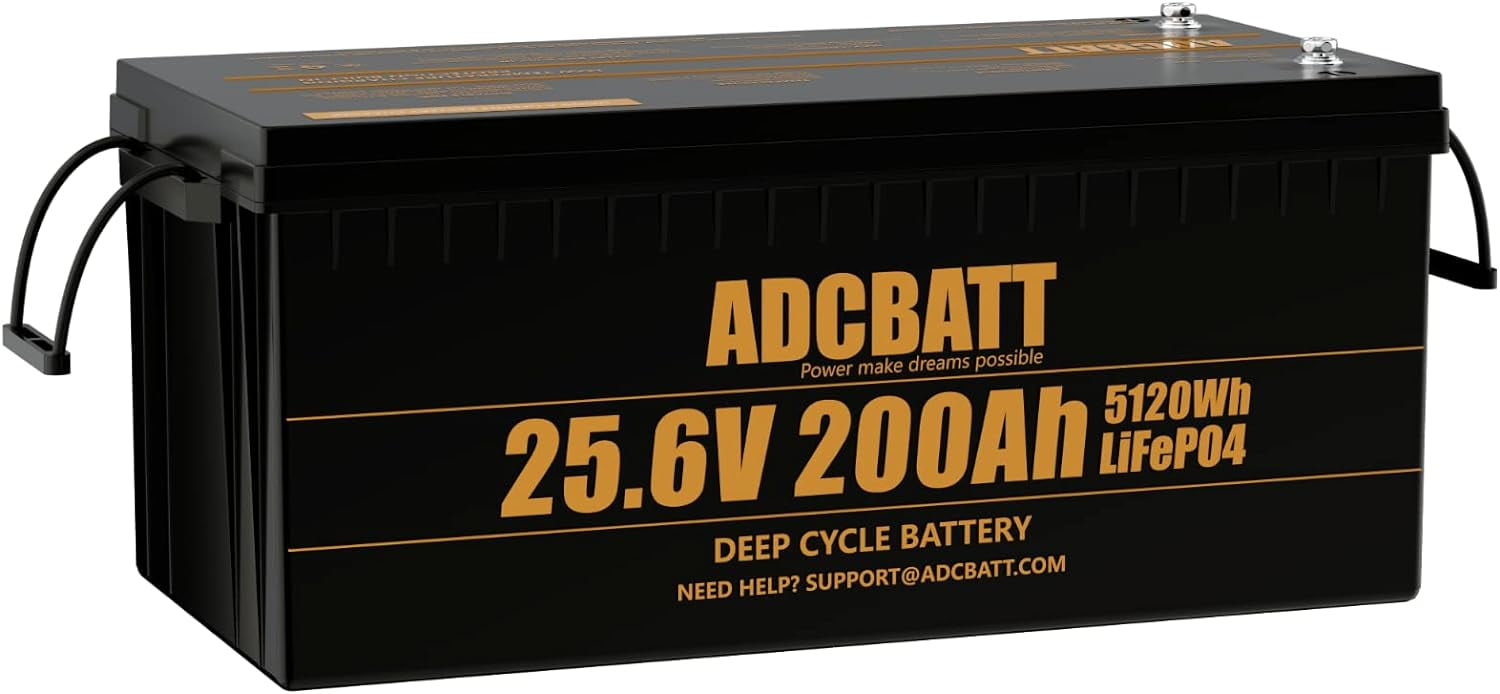 Adcbatt 24V 200Ah LiFePO4 Battery with Low Temp Charge Cut-off for Camping, Home Backup, RV