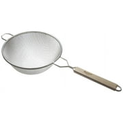 Adcraft DBTN-10 10" Double Mesh Tinned Steel Strainer with Light Color Hardwood Handle