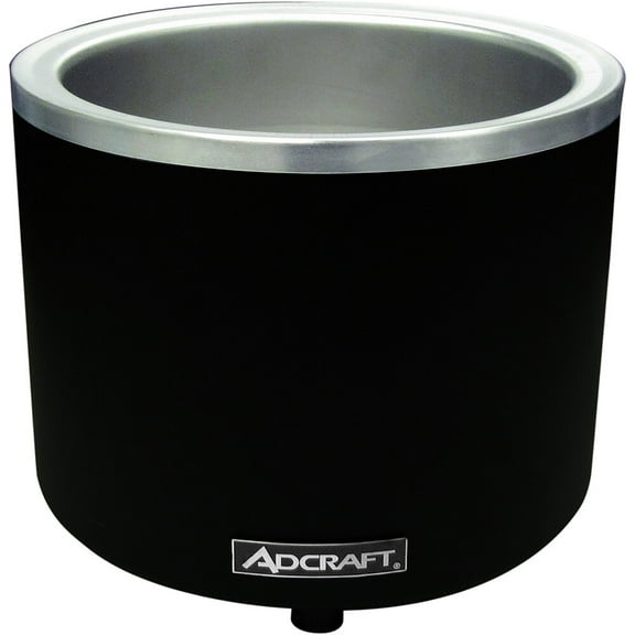 Adcraft Round Food Warmer / Slow Cooker, 11 Qt, Black, FW-1200WR/B