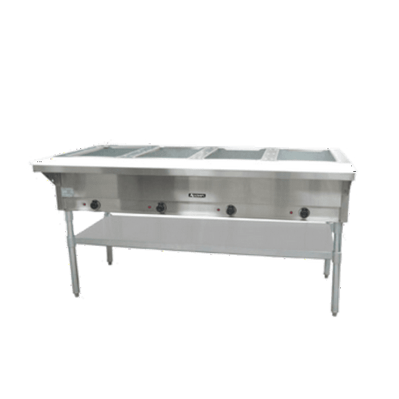 Adcraft ST-240/4 Four-Pan Electric Steam Table with Undershelf, Stainless Steel, 240v