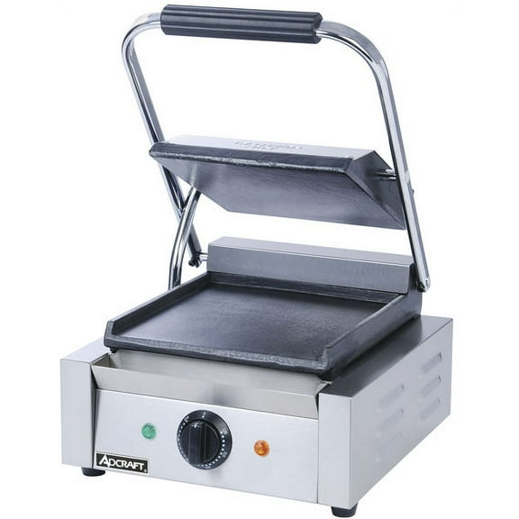 Adcraft SG-811/F Smooth Electric Sandwich Grill, Stainless Steel, 1750-Watts, 120v, NSF