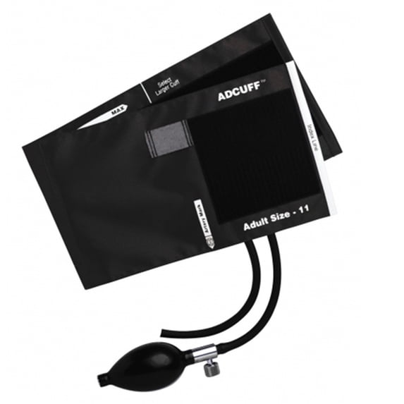 Adcuff Adult Cuff Arm Reusable Blood Pressure Cuff and Bulb 865-11ABK Black 1 Each
