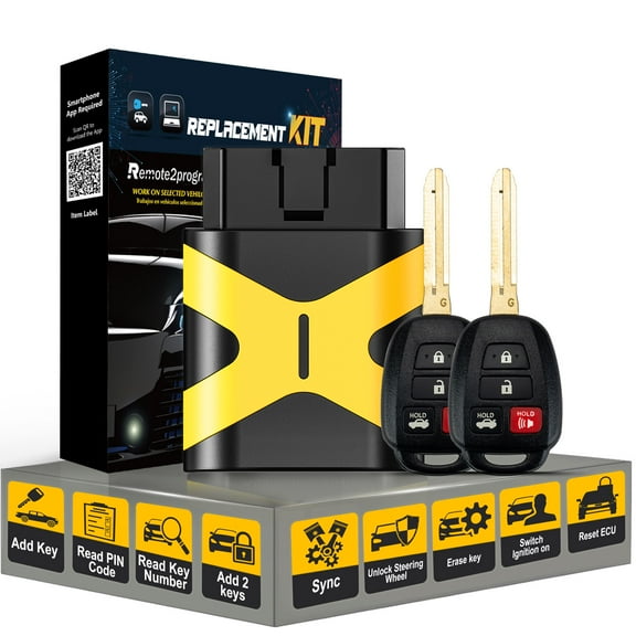 Add 2 Keys Remote DIY Programming H Chip Uncut Blade Car Key Replacement for 2014-2017 Toyota Camry with FCC: HYQ12BEL