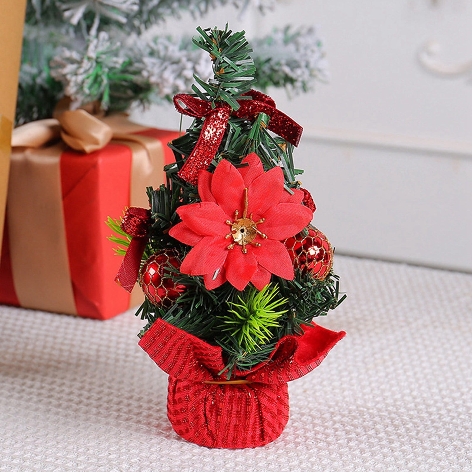 Add Charm To Your Desk 2023 New Artificial Mini Christmas Trees Decoration With Stable Base
