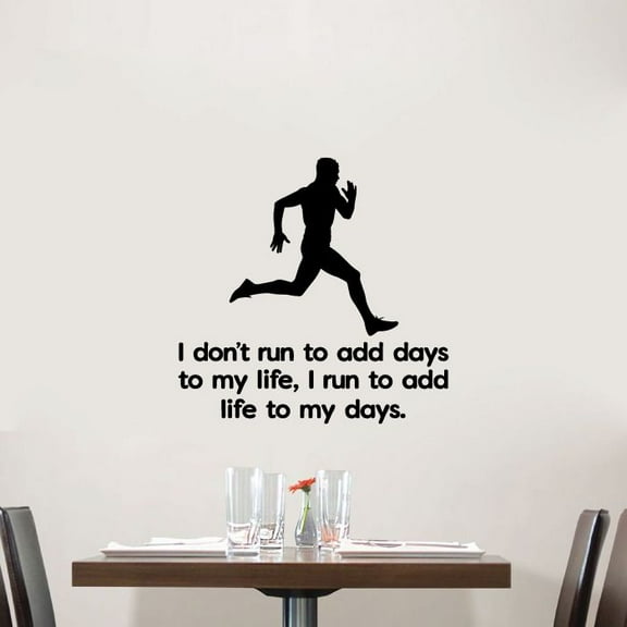 Add Days To My Life Quote Wall Sticker Room Vinyl Wall Art Decals Sport Activities/ Running Fitness Inspiration Training Home Gym Vinyl Stickers Motivational Wall Art Decoration Size (28x30 inch)