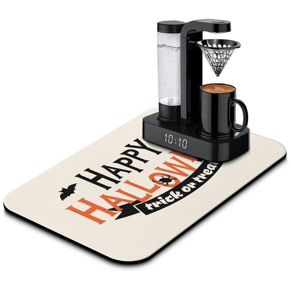 Add a Halloween Touch Kitchen 19.5x12in Super Absorbent Diatom Ooze Dish Drying Mat Stylish Pumpkin, Ghost Design, Perfect for Coffee Bar Sinks and Dish Draining