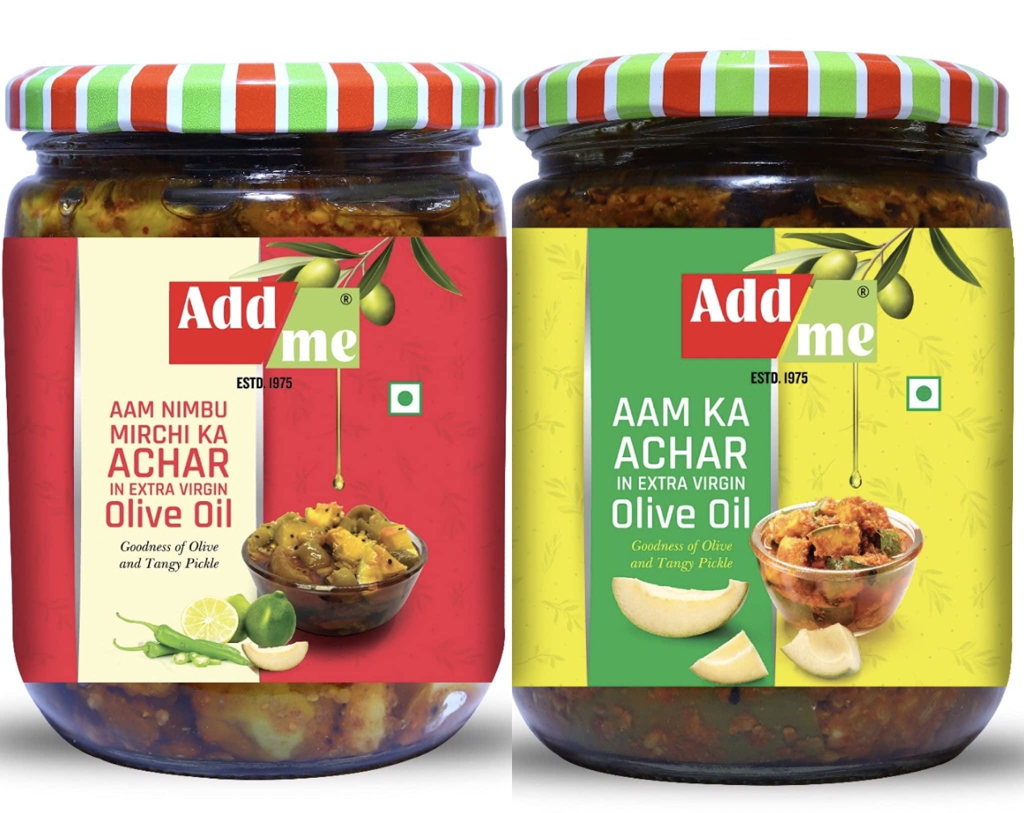 Add Me Mixed Pickle, Mango Pickle 1Kg In Extra Virgin Olive Oil