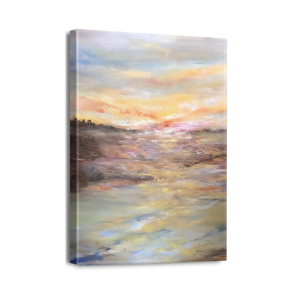 Add Ocean Vibes to Space with 12x16 inch Abstract Art - Blue Canvas Print for Bathroom and Coastal Home Decor