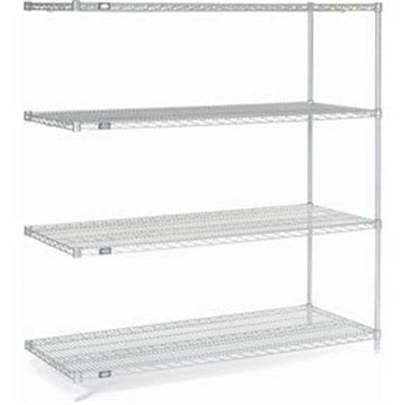 Add-On Poly-Z-Brite Wire Shelving - Clear - 60 x 24 x 63 in.