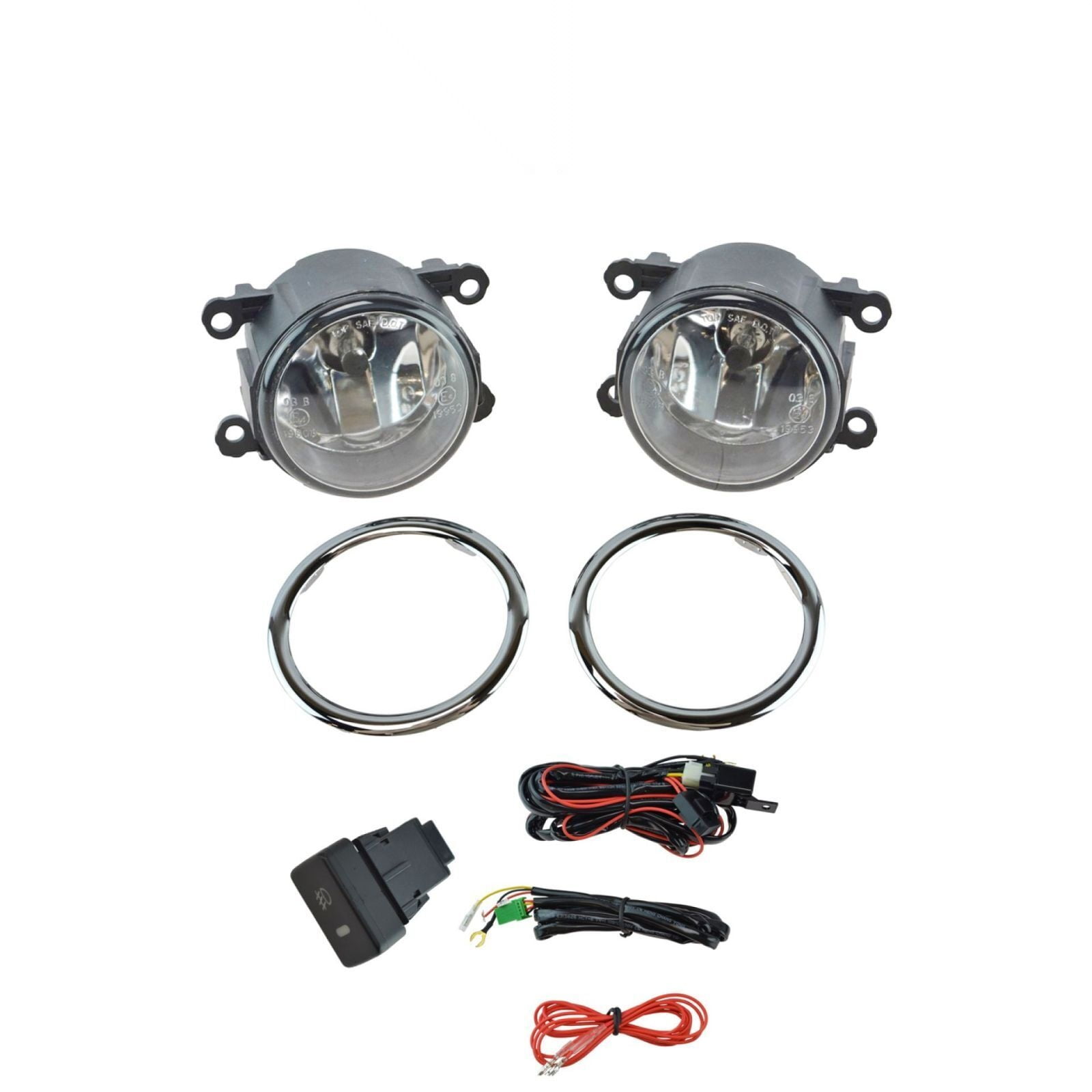 Clear Lens Fog Lights Foglamp Kit With Xenon White 15-SMD LED Bulbs Bezel Covers On Off Switch Wiring Relay For 2016 23 Toyota Tacoma