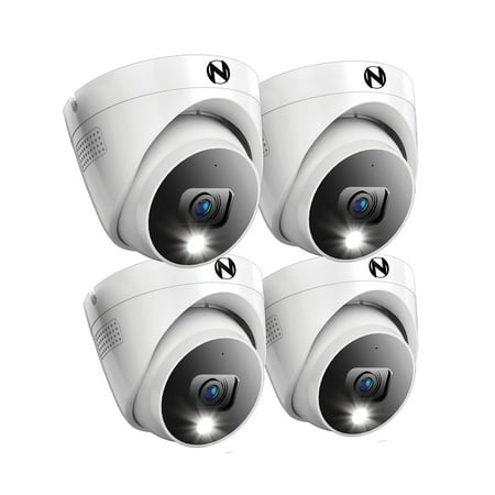 Night Owl - 4-Camera Indoor/Outdoor Add On Wired 2K Security Dome Cameras with 2-Way Audio - White