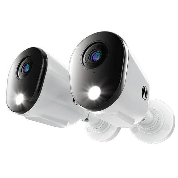 Night Owl Add On Wired 4K Deterrence Cameras with 2-Way Audio - 2 Pack - White