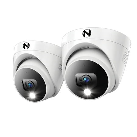 Night Owl Add On Wired 4K Deterrence Dome Cameras with 2-Way Audio - 2 Pack - White