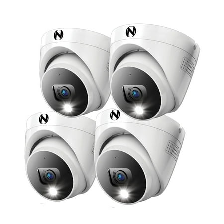 Night Owl - 4-Camera Indoor/Outdoor Add On Wired 4K Security Dome Cameras with 2-Way Audio - White