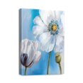 thumbnail image 1 of Add Style with Navy Blue Floral Canvas Art - Gray Abstract Flower Painting on Vintage Style Canvas, High-Quality Wall Decor for Bathroom & Bedroom, 12X16 inches, 1 of 7