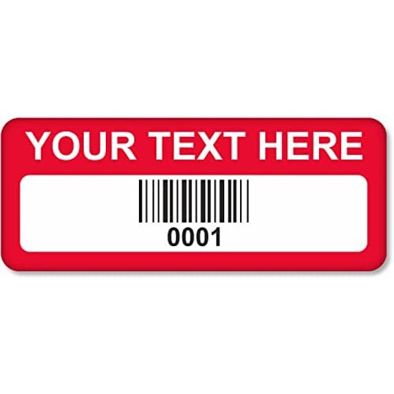 Add Your Text Here Custom Asset Labe/Tag with Barcode | 0.5" x 1.25" Security Void Polyester, Pack of 100, Made in USA