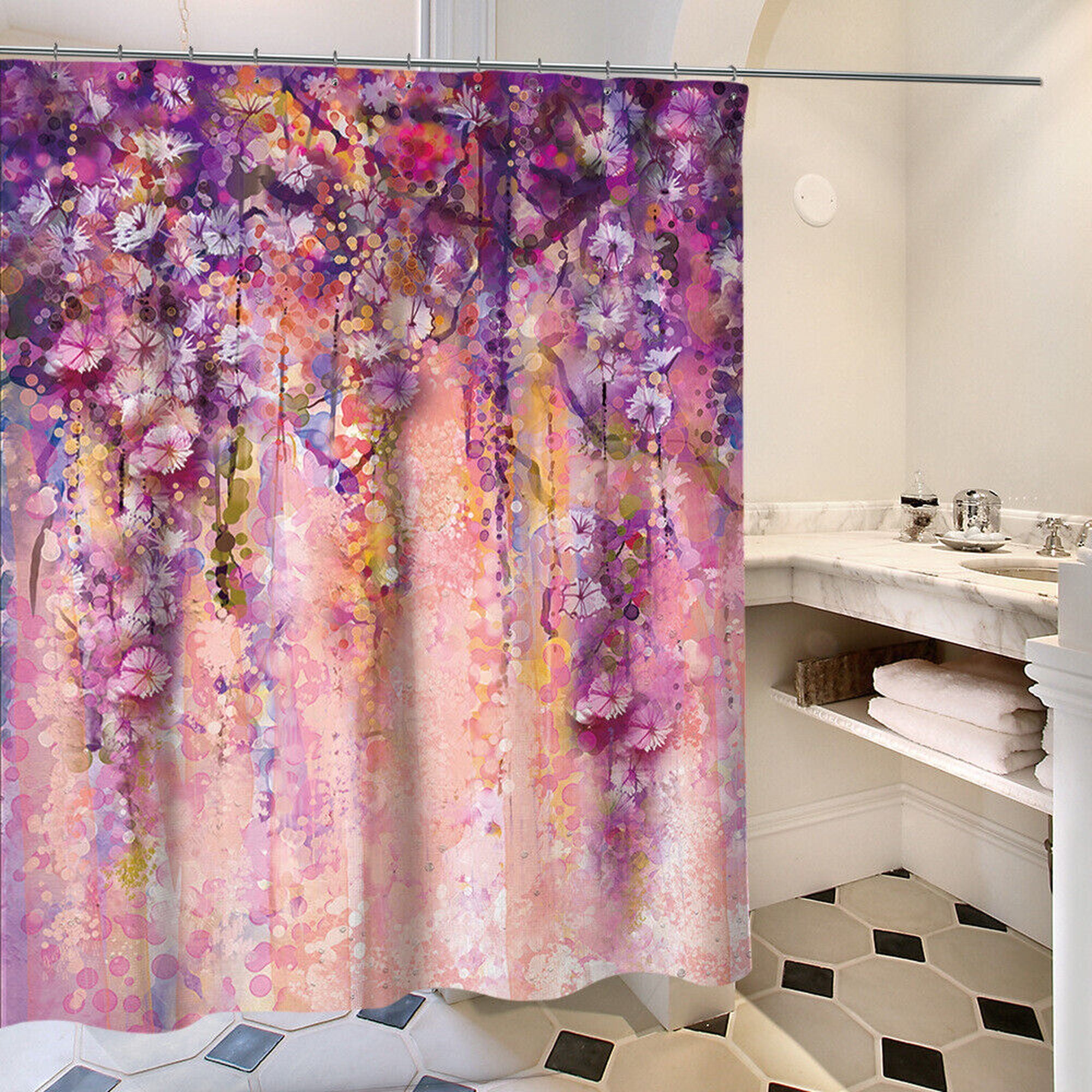 Add a Splash of Color to Your Bathroom with a Vibrant Pink and Purple