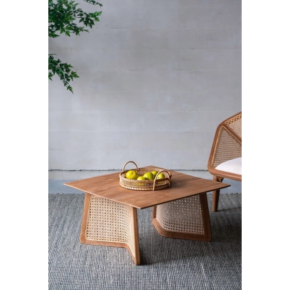 Add a modern touch with teak coffee table (27.6x27.6x13.8")