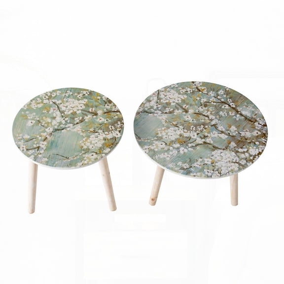 Add nature inspired side tables with cherry blossom tops|S/2