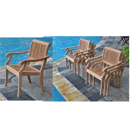 Add-on Item: Arbor Stacking Arm / Captain Single / Solo Dining Chair Outdoor Patio Grade-A Teak Wood WholesaleTeak #WMDCARAB