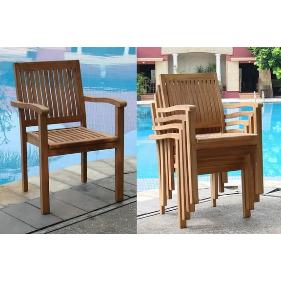 Add-on Item: Leveb Stacking Arm / Captain Single / Solo Dining Chair Outdoor Patio Grade-A Teak Wood WholesaleTeak #WMDCARLV