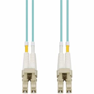 1M LOMM OM4 FIBER OPTIC MALE LC/LC 50/125 DUPLEX AQUA CABLE
