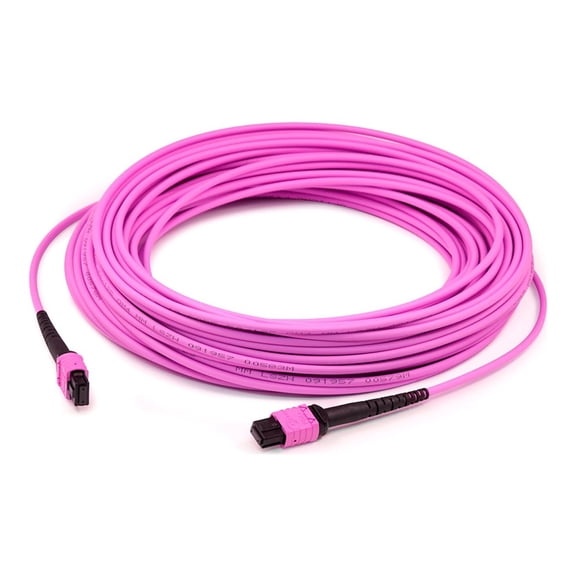 AddOn - Crossover cable - MPO/PC multi-mode (F) to MPO/PC multi-mode (F) - 20 m - fiber optic - 50 / 125 micron - OM3/OM4 - OFNR - riser, 100 Gigabit Ethernet - magenta