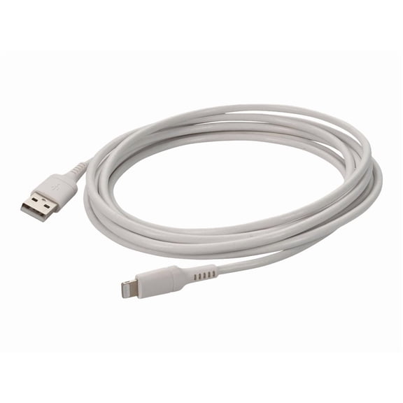 AddOn 3.0m (9.8ft) USB 2.0 (A) Male to Lightning Male Sync and Charge White Cable - 9.84 ft Lightning/USB Data Transfer Cable for Notebook, PC, USB Charger, Smartphone, Tablet - First End: 1 x Type A