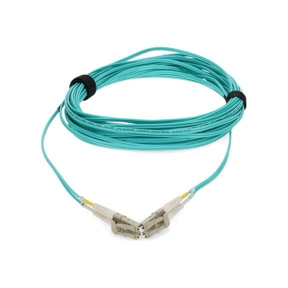 AddOn 5m LC to LC Aqua OM4 Duplex OFNP Plenum-Rated Fiber Patch Cable