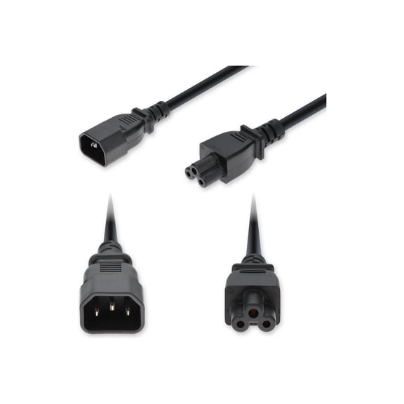 AddOn 6ft C14 Male to C5 Female Standard Commercial 18 AWG 250V at 10A PVC SJT [Service Junior Thermoplastic] Black Power Cable (add-c142c5c18g6fbk)