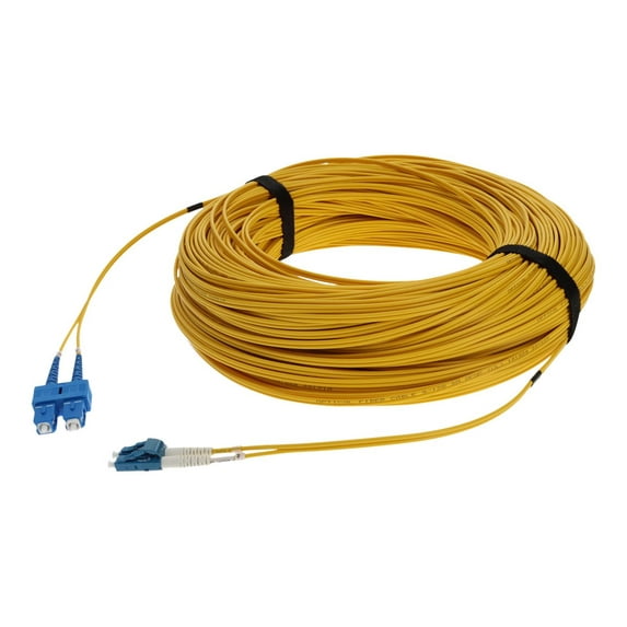 AddOn - Patch cable - SC/UPC single-mode (M) to LC/UPC single-mode (M) - 75 m - fiber optic - duplex - 9 / 125 micron - OS2 - riser - yellow - for P/N: 03030J32-AO, 03030J34-AO, 03030J35-AO, 03030J36-AO, SFP-1GB-CW-55-80-PA-AO