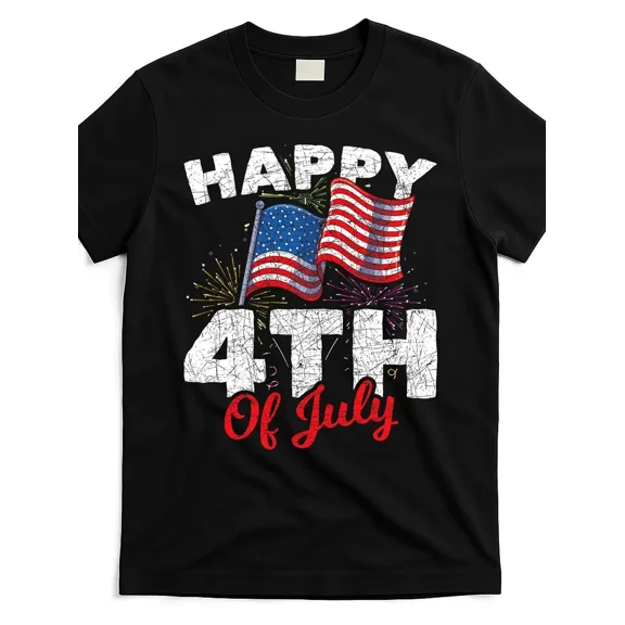 4th of July Distressed American Flag Patriotic Unisex Short Sleeve Graphic Tee