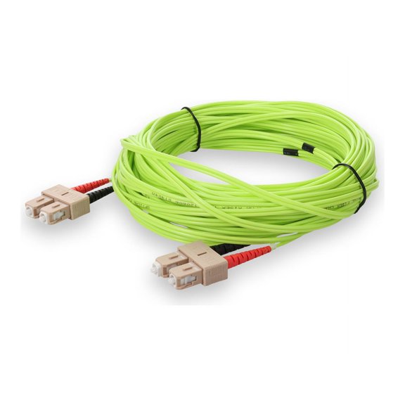 AddOn - Patch cable - SC/PC multi-mode (M) to SC/PC multi-mode (M) - 15 m - fiber optic - duplex - 50 micron - OM5 - riser - lime green