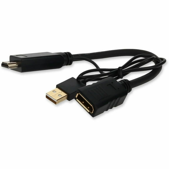 Addon 8In Hdmi/Dp M/F Usb Powered Black Adapter Cable