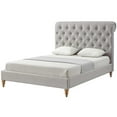 thumbnail image 1 of Addalynn Bed Gray wood Linen Queen Rolled Top Button Tufted Nailhead Trim, 1 of 13