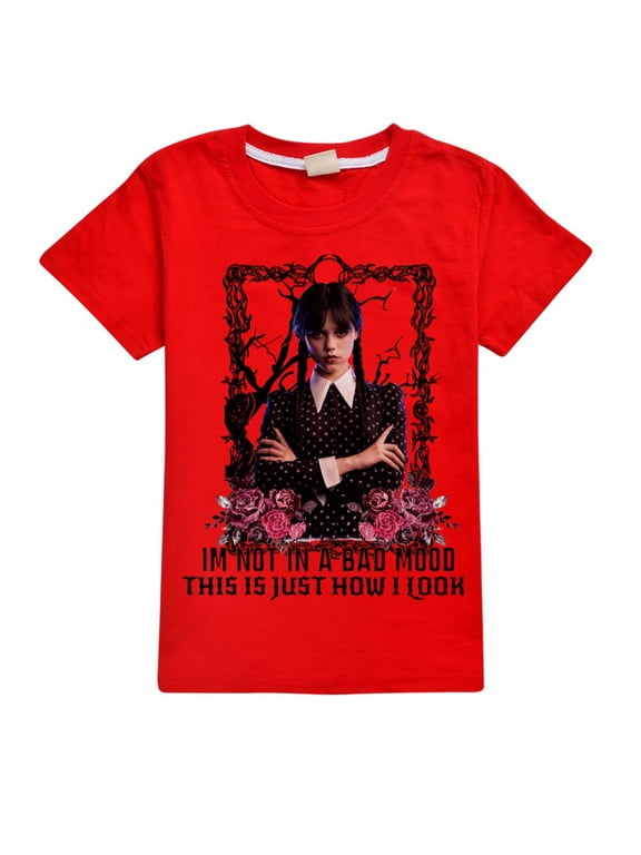 Addams Family Wednesday T-Shirt Summer Girls Cartoon Tops Sweatshirt for Kids Graphic Clothing Youtube Gifts