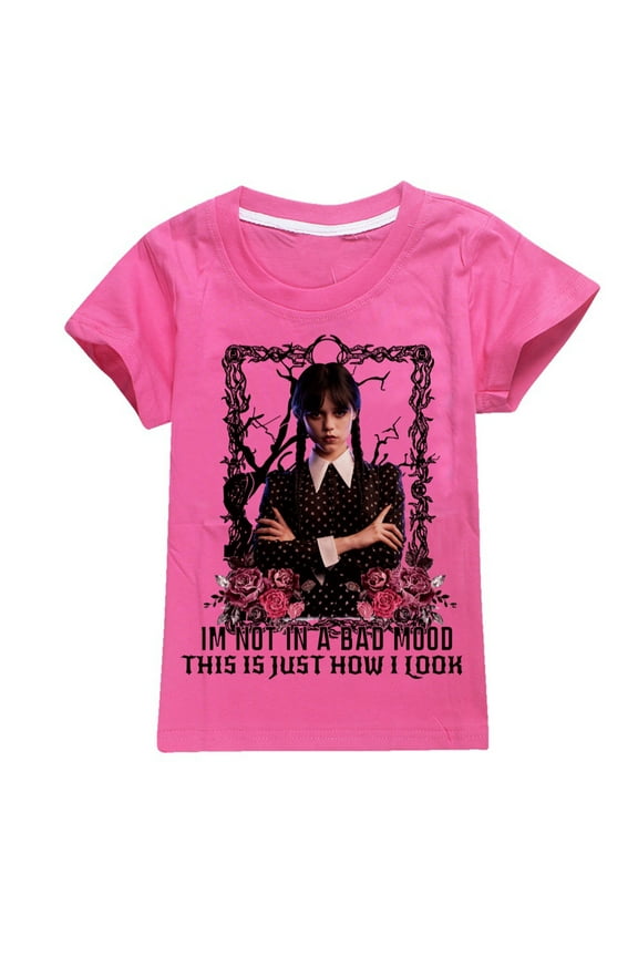 Addams Family Wednesday T-Shirt Summer Girls Cartoon Tops Sweatshirt for Kids Graphic Clothing Youtube Gifts